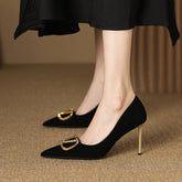 Margot Suede Black and Gold Heels newgew